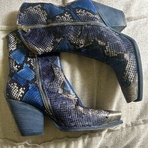 Free People Silver and Blue Ankle Booties